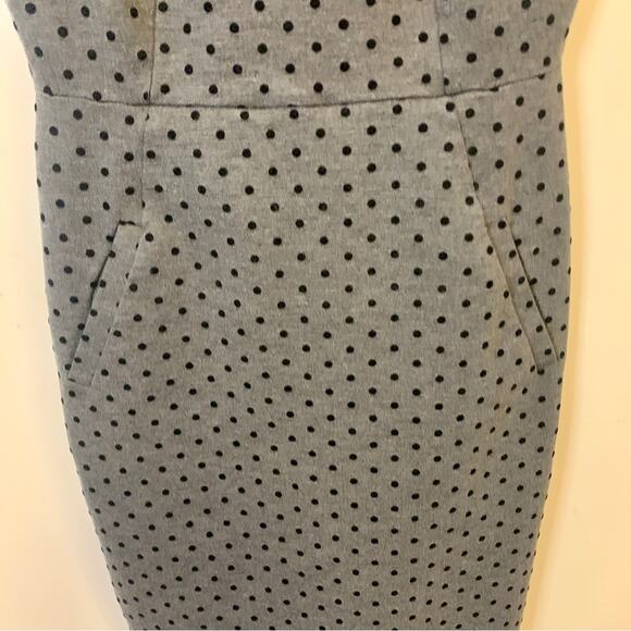 Lands End Polka Dot Gray Pencil Skirt Short Professional Work Dress 6 - Picture 6 of 11